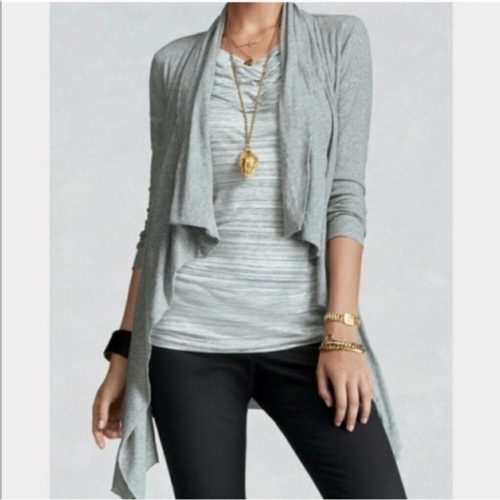 CAbi Cascading Topper‎ Gray Cardigan Lightweight Women’s Sz Small #332